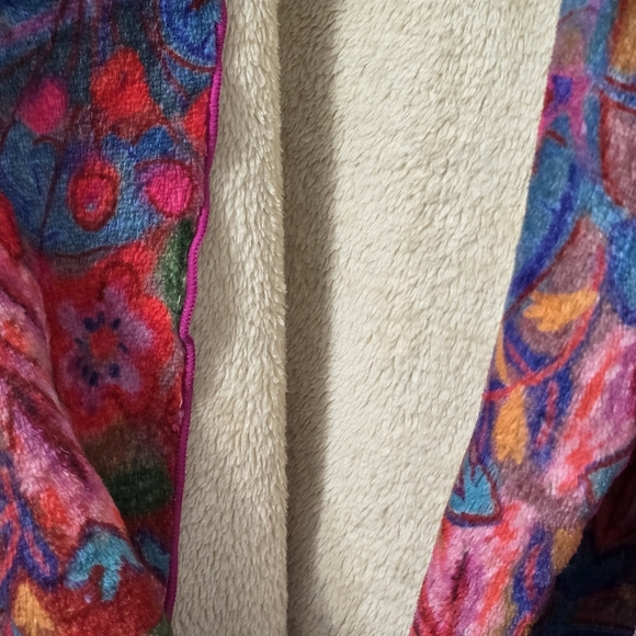 Natural Life Women’s Cozy Blanket Robe XS Belted Super Soft Fleece Floral Dress - Picture 7 of 16